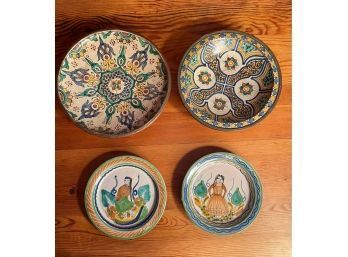 Antique Moroccan Moorish Ceramic Bowls Decorated With Brass And Gorky Gonzalez Dishes Painted In Guanajuato