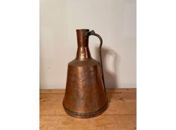 Antique Middle East Large Copper And Brass Water Pitcher Or Jug