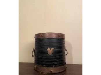 Turned Teak Brass And Copper Wine Cooler With Side Carrying Handles