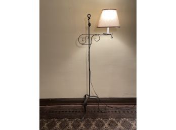 Vintage Wrought Iron Floor Lamp With 3 Legs, Swing Arm And 3-way Switch