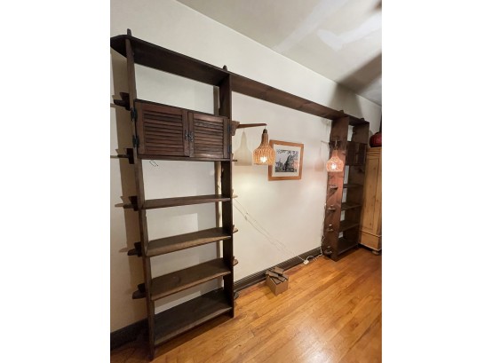 Shelving System For Bedroom German Design With Tenon & Key Construction, Two Door Storage And Vintage Lamps