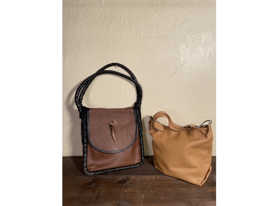 Lot Of 2 Vintage Leather Shoulder Bags