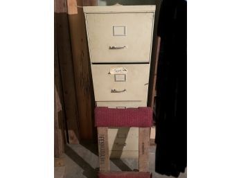 Hardwood Dolly And Industrial Metal File Cabinet W/four Drawers