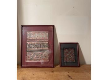 Framed Indian Ethnic Embroidered Tapestry And Beautiful Embroidered Textile Framed