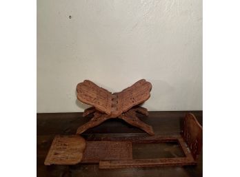 Two Indian Carved Wooden Book Holders