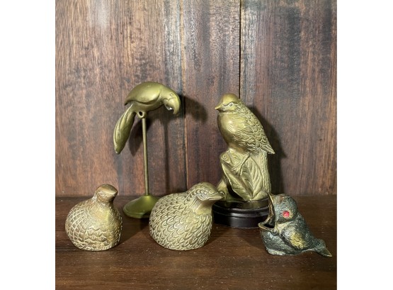 Beautiful Brass Peasants, Parrot And Birds
