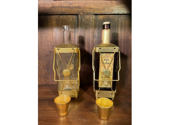 Vintage Musical Whiskey Decanters With Metal Shot Cups