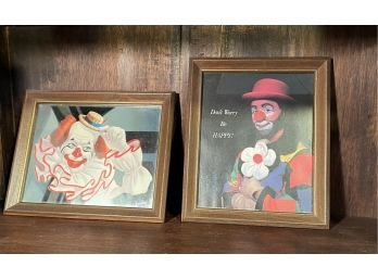 Lot Of Clown Mirror And The Clown Litho Collectible Print