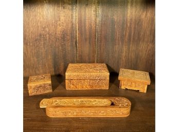 Beautiful Handcrafted Wooden Boxes Set Of 3
