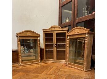 Lot Of Three Vintage Wall Display Curio Cabinets