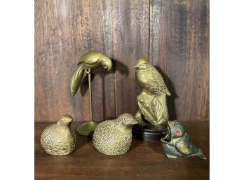 Beautiful Brass Peasants, Parrot And Birds