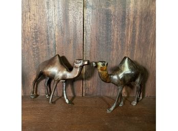Set Of 2 Vintage Solid Brass Camels