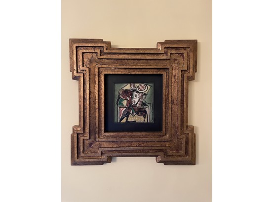 'portrait Of A Woman' Copy Of Picasso Modern Art Gold Frame
