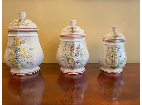 Vintage Hand Painted In Italy 3 Canister Set