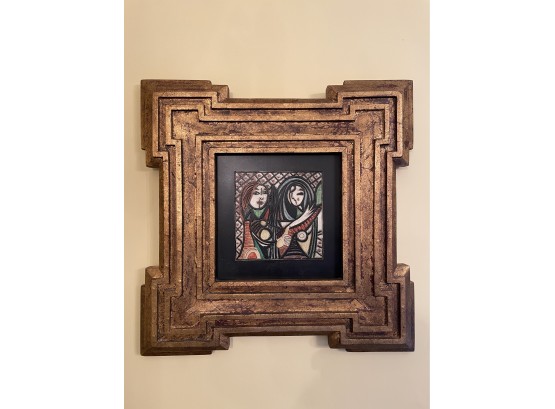 'Girl Before A Mirror' Copy Of Picasso Modern Art Gold Frame