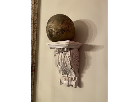 Vintage Plaster Wall Sconce Shelf And Decorative Ball