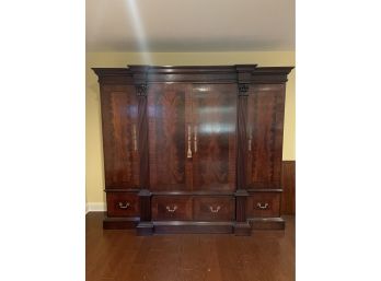 Spectacular Chippendale Inlaid Mahogany Three Door Large Wardrobe/armoire 'Councill' Furniture