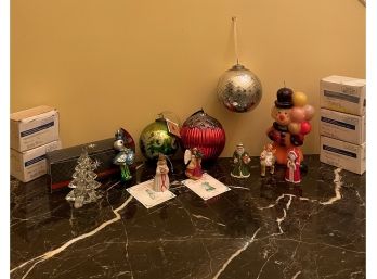 Lot Of Elegant Vintage Christmas Ornaments: Christopher Radko New In Box, Enesco Christmas Tree, Balls & More