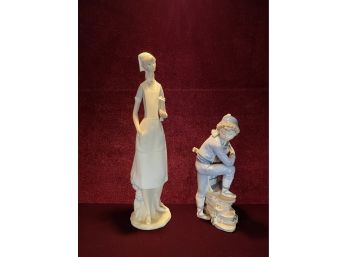 Lladro Nurse Figurine And Lladro Valencian Boy Figurine