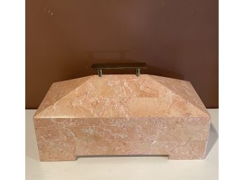 Vintage Pink Tessellated Stone Jewelry Box