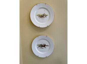 Ralph Lauren Polo Scene Fine Bone China 8' Plates Set Of 2