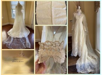 Gorgeous Lifetime Of Loveliness Wedding Dress Cream & White, Veil, Purse/bag And Amazing Crown In Original Box
