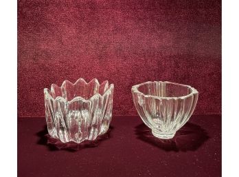 Signed Clear Art Glass Crystal Bowls 'orrefors' And 'kosta Boda'
