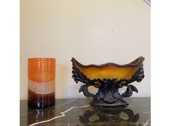 Vintage Bowl And Hand Blown Vase