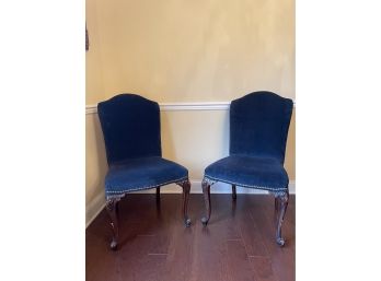Pair Of Carved Mahogany English Regency Chairs