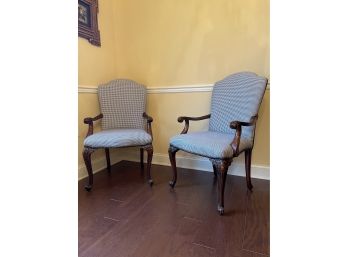 Pair Of Carved Mahogany English Regency Lounge Armchair
