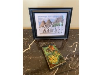 Russian Lacquer Box Kholui Artist Certificate And Beautiful Framed Print