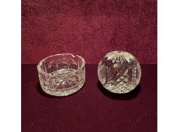 Waterford Crystal Ash Tray And Waterford Crystal Ball New Years Celebration