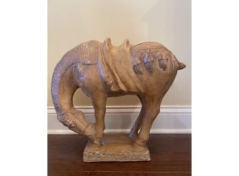 Large And Heavy Oriental Horse Statue Artist Signed