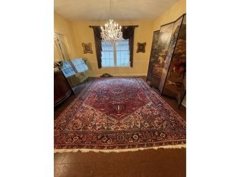 Impressive Antique Heriz Persian Hand Knotted Wool Red Carpet Excellent Condition