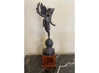 Hand Made Cupid With Torch Sculpture Designed By Maitland Smith