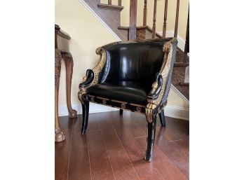 Elegant Empire Style Swan Leather Armchair