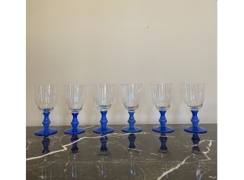 VILLEROY & BOCH Isabelle Blue Water Goblets Set Of 6