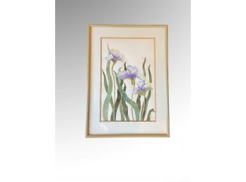 Vintage Framed Colored Art 'Iris' - Artist Signed 30 X 21.5