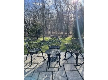Beautiful Cast Aluminum Patio Set Includes 2 Chairs, 1 Rocking Chair And Small Coffee Table