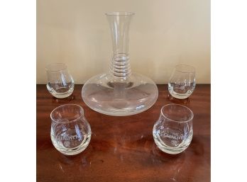 Crystal Glass Wine Decanter And Set Of 4 The Glenlivet Whiskey Glasses