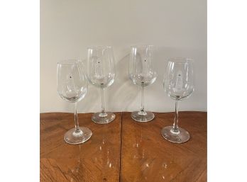 4 Healy Hass Hand Carved Wine Glasses