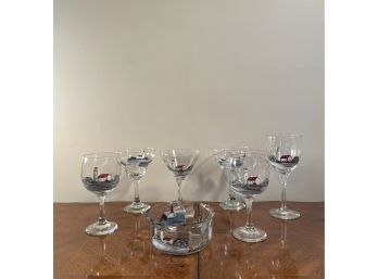 Beautiful Set Of Hand Painted And Signed Glasses By Marianne Burns