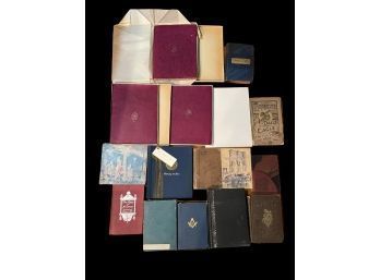(5/2) Lot Of Antique Books Includes Eagle Daily Almanac W/map1887, Masonic Bible With Original Box And More