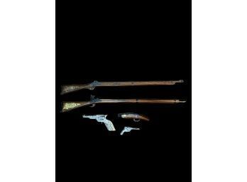Lot Of Vintage Toy Guns Includes 2 Vintage Parris Co. - 1776 Freedom Rifle Guns