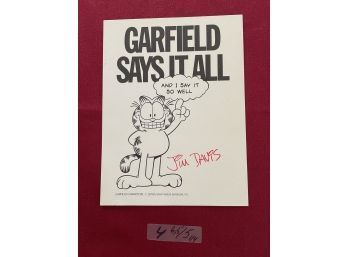 Garfield Creator Jim Davis Autograph