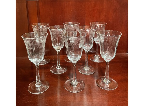 Beautiful Lenox Crystal Castle Garden Wine Glasses/water Goblets Set Of 8