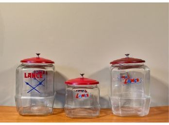 Lot Of 3 Vintage Collectible Glass Lance Cookie Jars