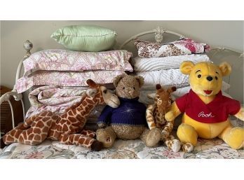 Laura Ashley Bedding, Two White Throw Blankets And Lovely Plushies
