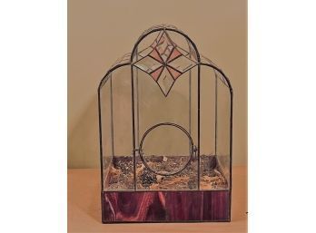 Gorgeous Victorian Stained Glass Terrarium 18.5 X 12.5