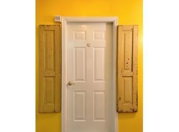 Antique Wood Vertical Panels Yellow Painted Each Measures 59 X 14